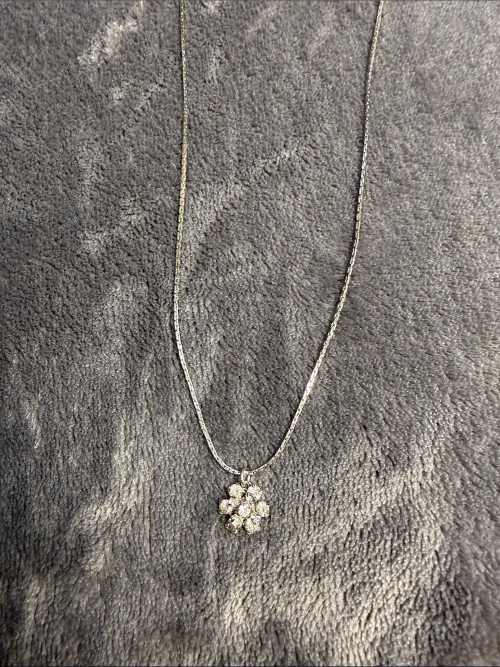 Avon Silver-Tone Floral Crystal Pendant Necklace